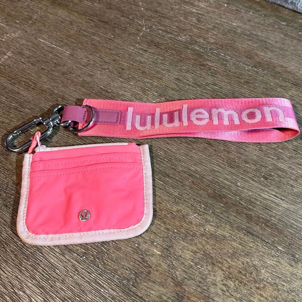 Lululemon Pink True Identity Card Case & Never Lost Keychain Bundle Pink Mist